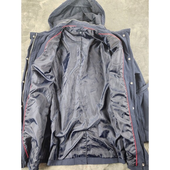 Tommy Hilfiger Women’s XXL Navy Hooded Belted Rain Trench Coat Cotton Blend - Picture 3 of 12